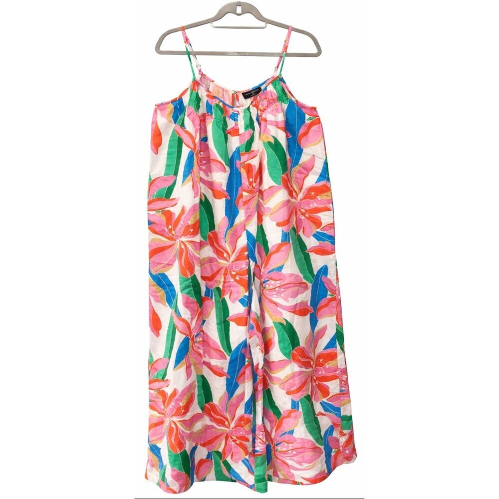 Layne Bryant womens 2xl long jumpsuit romper wide leg hi rise green orange